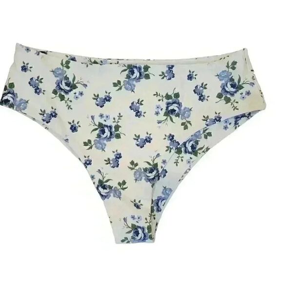 Zaful Women's White & Blue Poly/Spandex Floral Bikini w Removeable Pads & Adj St - Picture 7 of 10